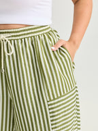 Striped Print Cuffed Hem Pants