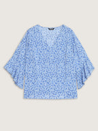 Floral Print Flared Ruffled Sleeve Blouse