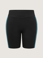 Stretchy Color Contrast Cropped Leggings