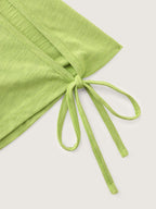 Shoulder Cut-Out Ties V-Neck T-Shirt