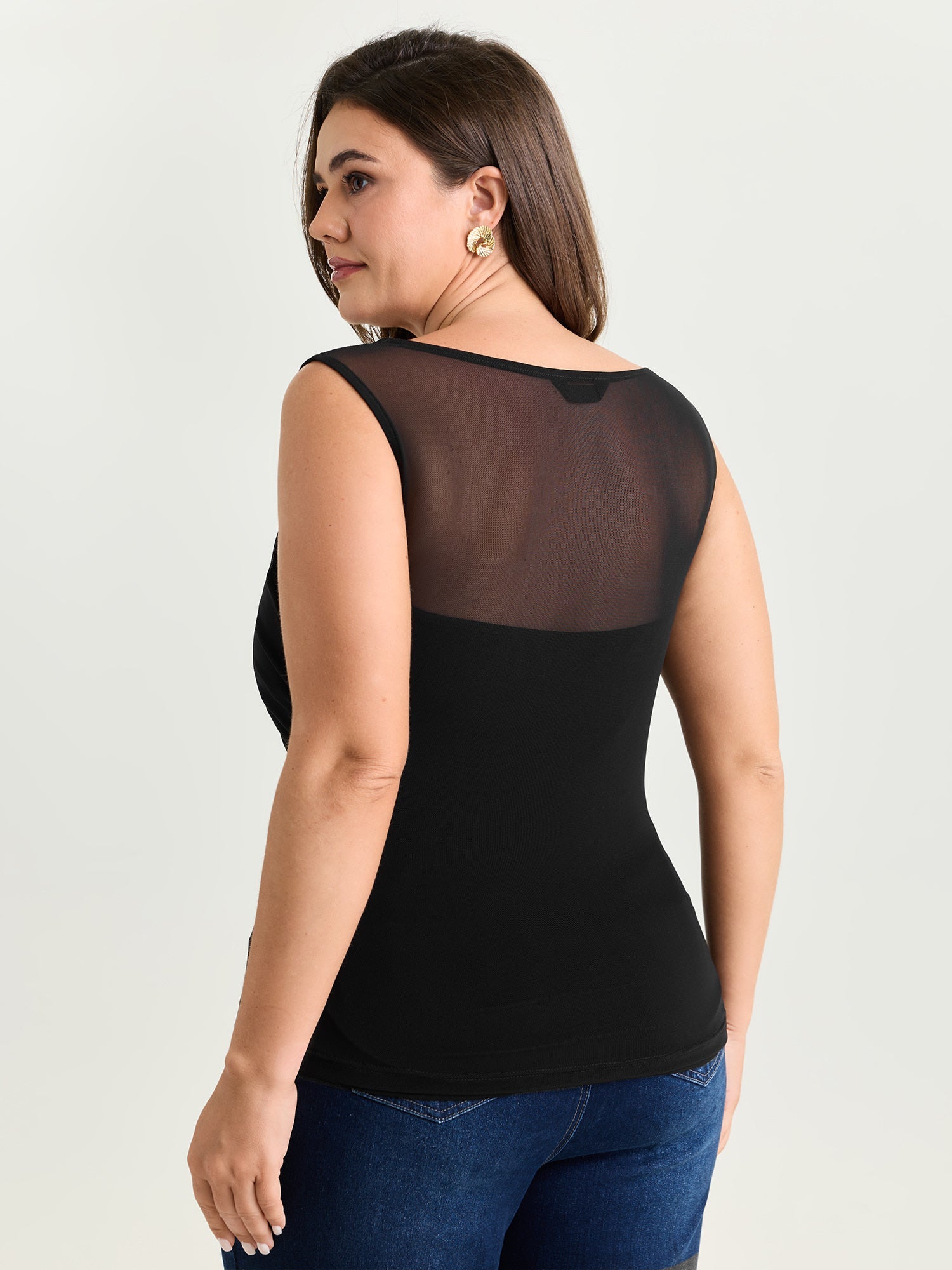 Supersoft Sheer Neckline Tank Top