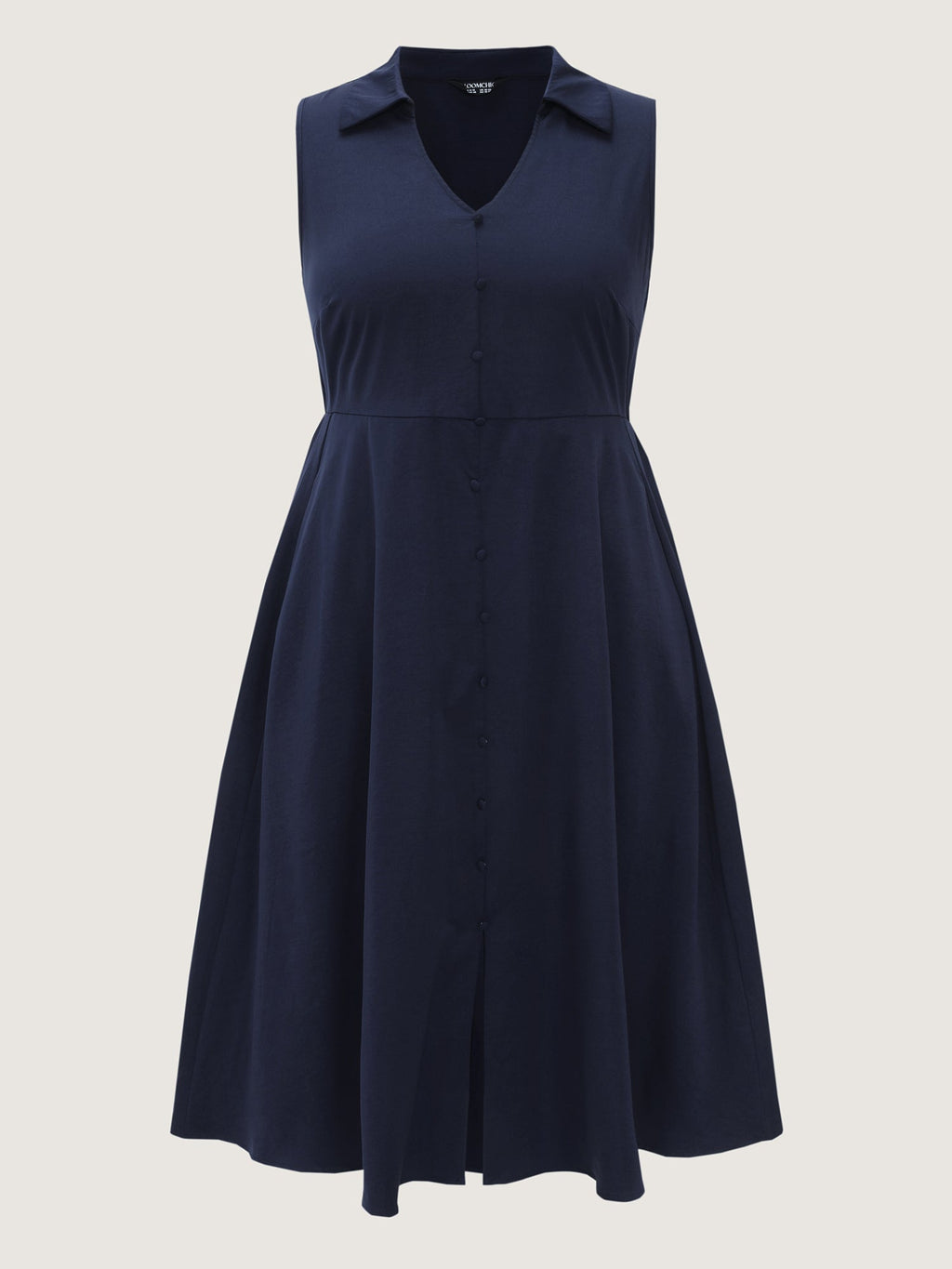 Collar Pockets Button Detail Midi Dress