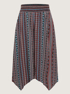 Shirred Colorful Asymmetric Hem Pants