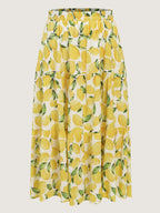 Fresh Lemon Print Maxi Skirt