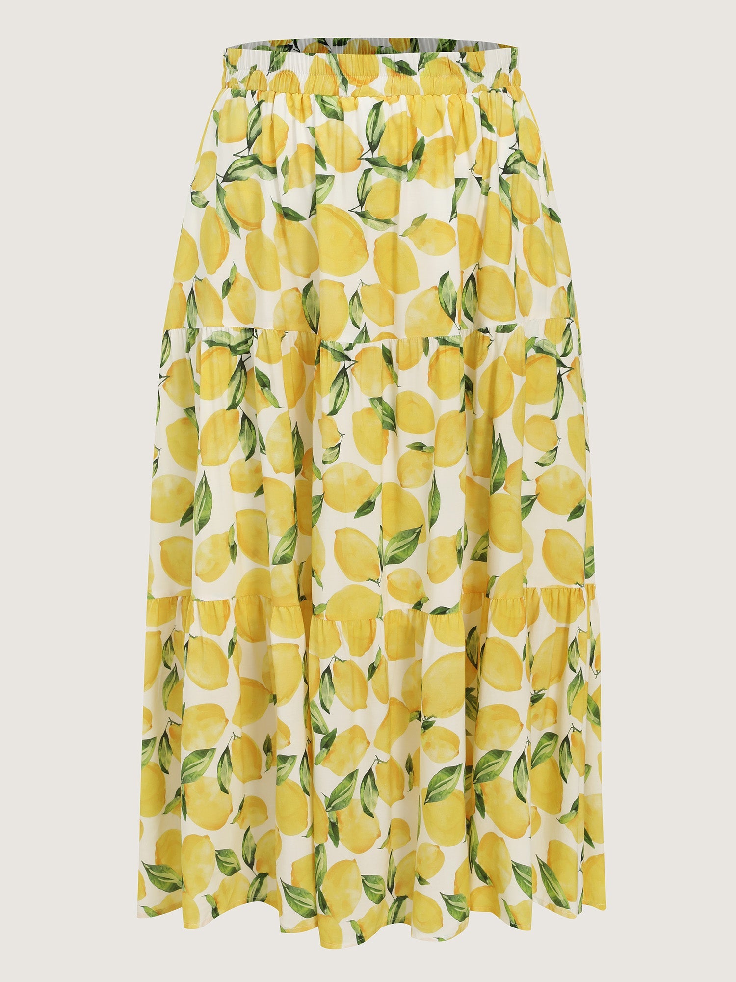 Fresh Lemon Print Maxi Skirt