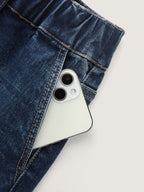 Pull-On Elastic Waistband Pockets Denim Shorts