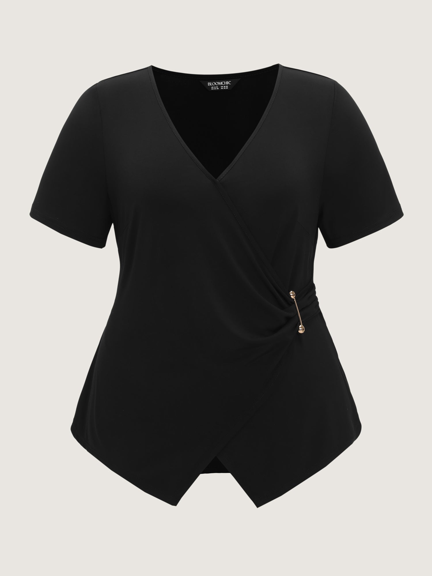 Supersoft Wrap Neckline Side Tie Plain Top