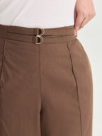 Double Buckle Waist Straight-Leg Pants