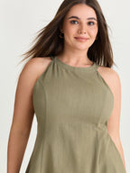 Cotton Linen Blend Sculpted Fit Tank Top