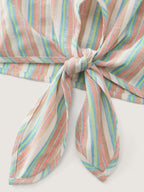 Striped Print Knotted Front Blouse