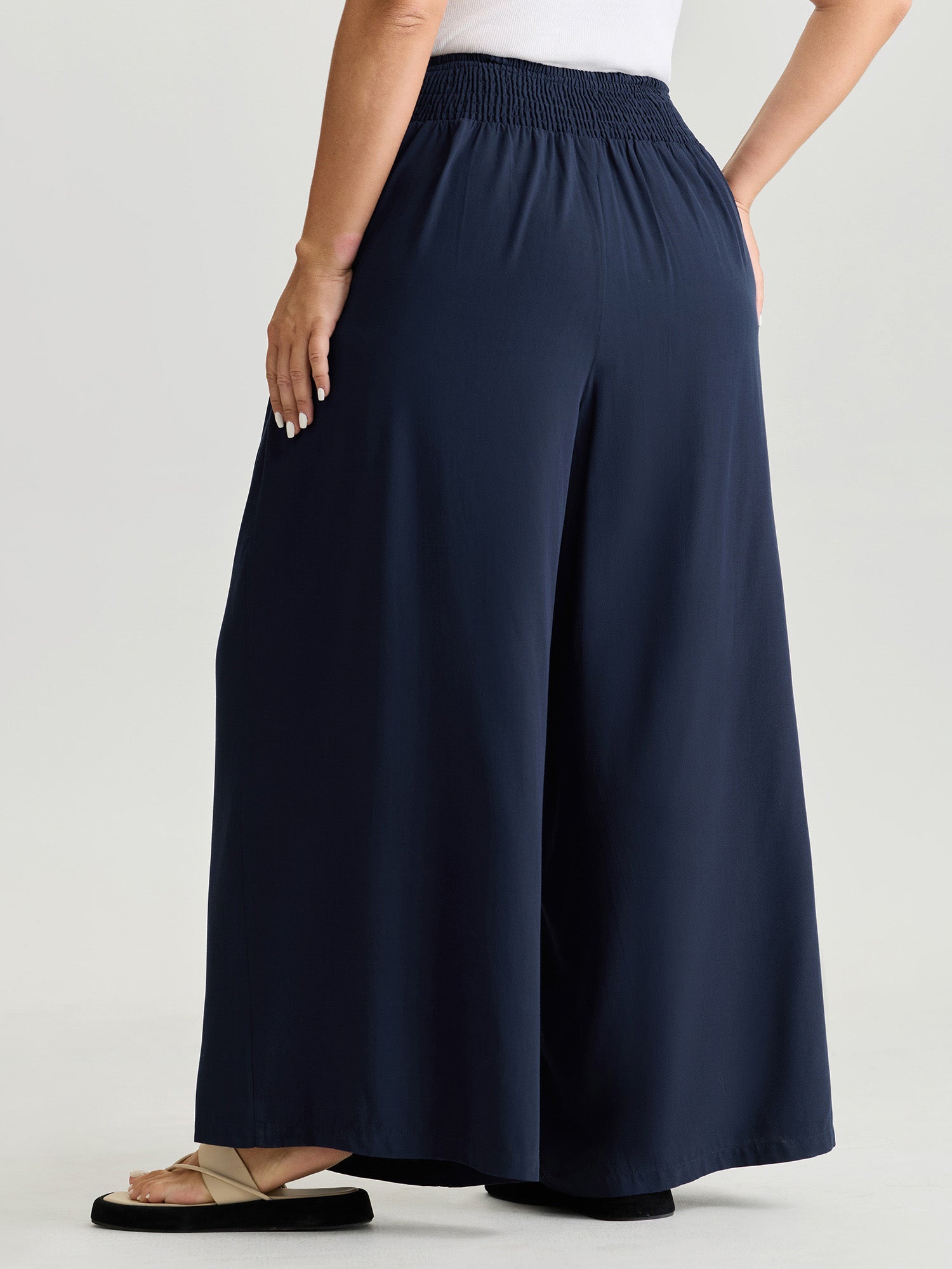 Wide Cross-Tie Waistband Pants