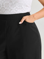 Cut-Out Embroidered Hem Plain Pants