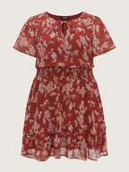 Floral Print Shirred Waist Mini Dress