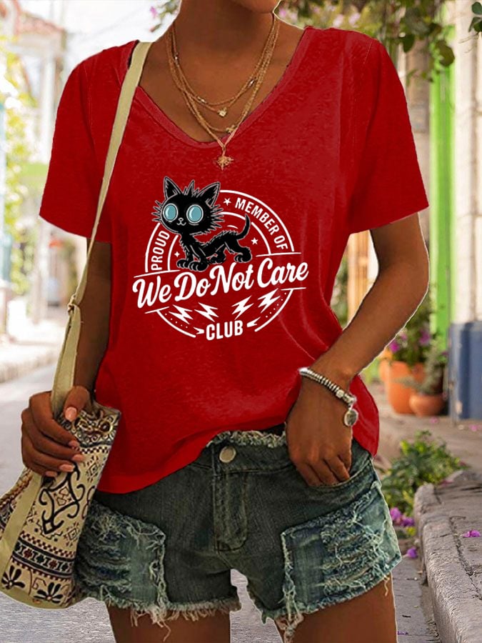 Women's  Retro Funny Proud Member Of WDNC Club We Do Not Care Menopause Perimenopause Print T-Shirt