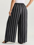 Abstract Striped Drawstring Shirred Waist Pants