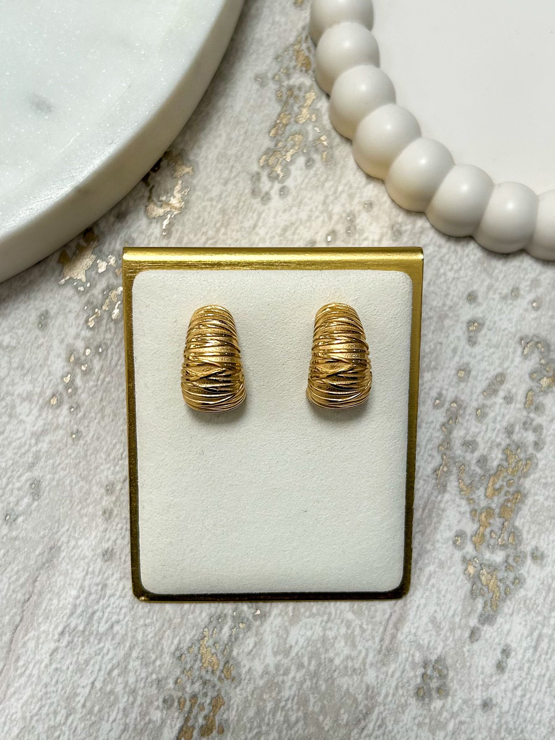 Gold Textured Dangle Earrings