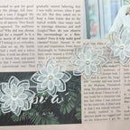 1 Yard Flower Lace Edge Trim Flower with White Pearl Beads Embroidered Lace Ribbon Floral Fabric Applique for Wedding Dress Bridal Headpiece Decoration Bridal DIY Handmade Sewing Craft (Khaki)