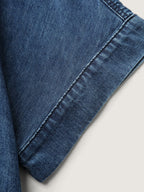 Button Detail Collar Pocket Denim Top