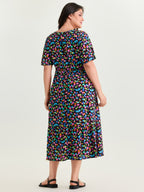 Multi-Color Polka Dots Print Midi Dress