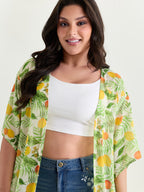 Citrus Print Open-Front Cover-Up