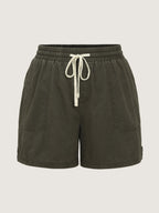 Cotton Washed And Distressed Straight-Leg Shorts