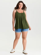 Pleated Flowy Plain Tank Top