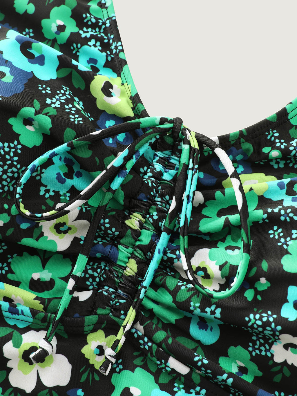 Floral Mesh Tie Front Swim Dress