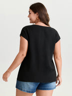 Colorful Openwork Crochet V-Neck Blouse