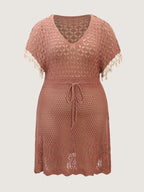 Hand Hooked Lace Waist-Tie Swim Cover-Up