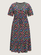 Multi-Color Polka Dots Print Midi Dress