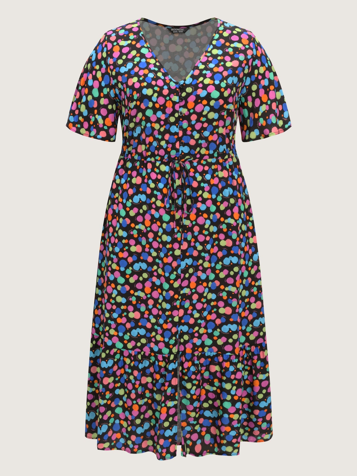 Multi-Color Polka Dots Print Midi Dress