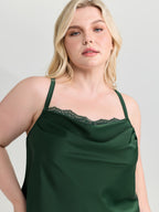 Cowl Neckline Lace Trim Two-Piece Lounge Set