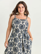 Supersoft Damask Print Waist-Tie Maxi Dress