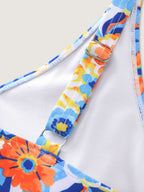 Floral Print V-Neck Swim Top