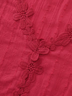 Cotton Floral Lace Detail Textured Tank Top
