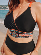 Boho Colorful Print Color Contrast Swim Top