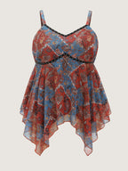 Paisley Print Handkerchief Hem Tank Top