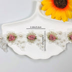 1 Yard Floral Pearl Lace Trim, 2" Width Vintage Embroidered Applique Ribbon, for Sewing Bridal Dress, DIY Party Decor Clothes, Wedding Decoration