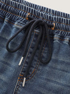 Stretchy Contrast Drawstring Skinny-Fit Denim Shorts