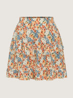 Floral Print Ruffled Edge Mini Skirt
