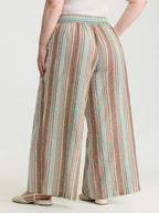 Striped Drawstring Tassels Wide Leg Pants