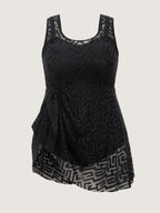 Lace Textured Mesh Swim Dress