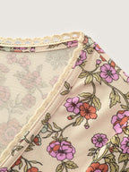 Floral Print Scoop Neckline Fitted T-Shirt