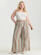 Striped Drawstring Tassels Wide Leg Pants