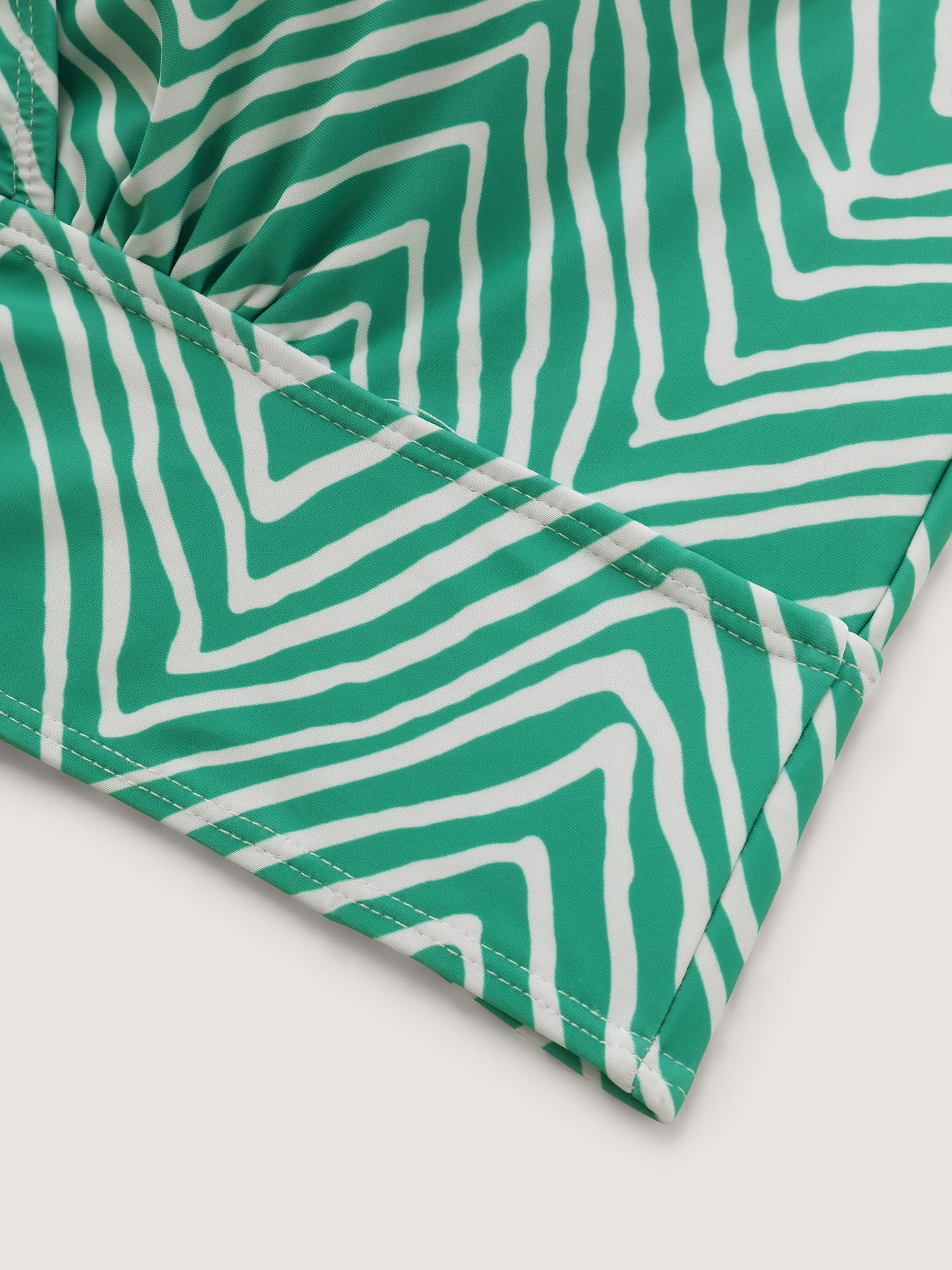 Geometric Print Color Contrast Swim Top