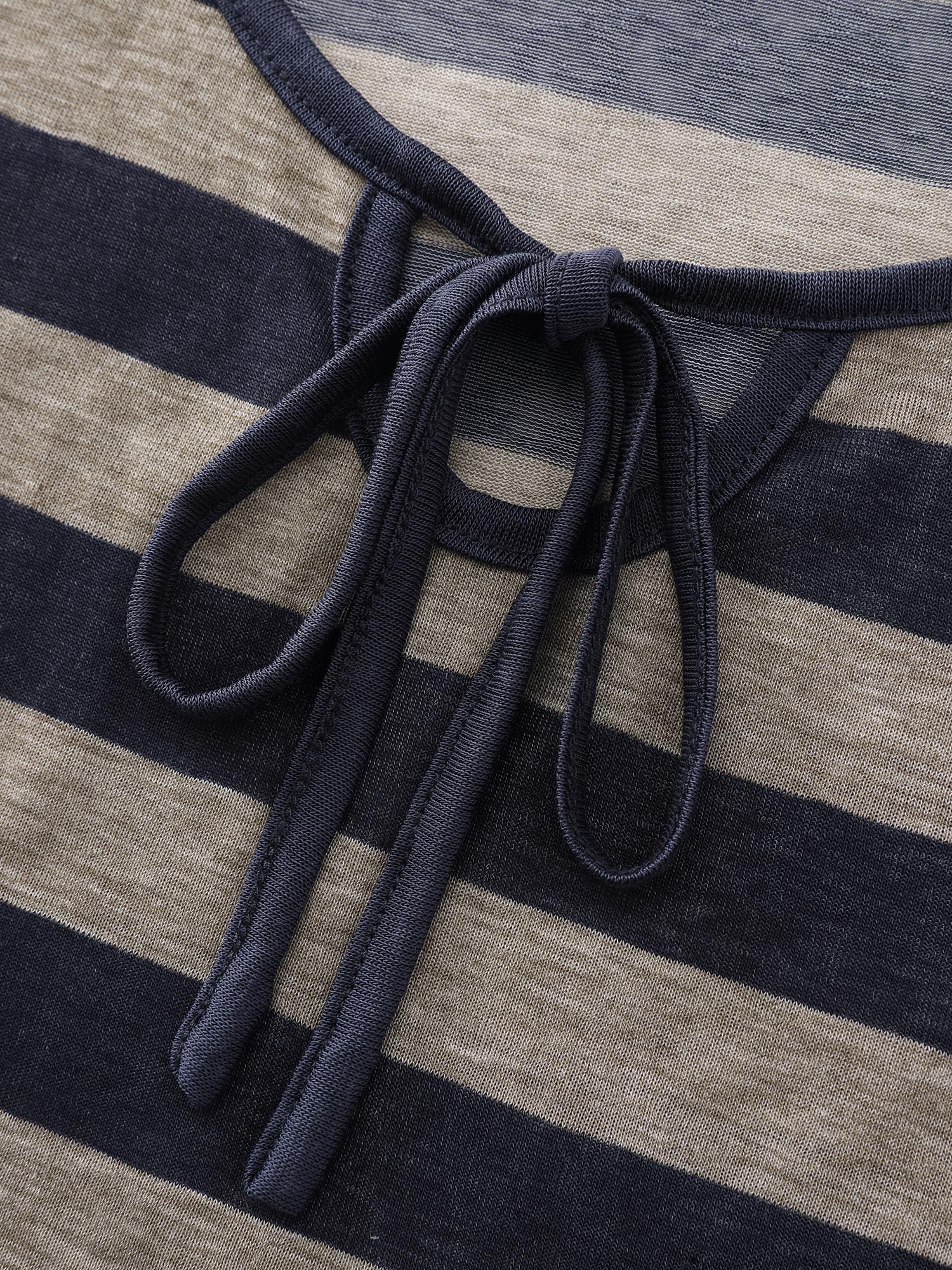 Stretchy Striped Print Neck-Tie T-Shirt