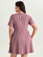 Raglan Sleeve Plain Round Neck Mini Dress