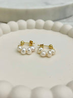Small Gold Pearl Loop Earrings