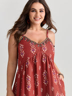 Geometric Print Tassel Cami Maxi Dress