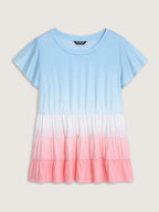 Supersoft Color Gradient Ruffled Sleeve Knit Top
